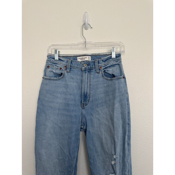 Abercrombie Curve Love The Ankle Straight Ultra High Rise Jeans Light Wash Sz 27 - Picture 2 of 6